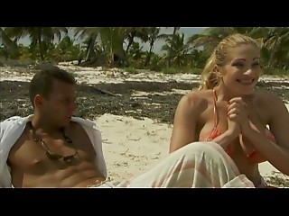 Hawt golden-haired tourist team-fucked by 2 fishermen on the beach